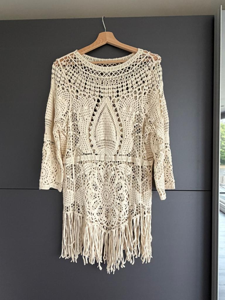 “Hippie” top - één maat, Beige, Ophalen of Verzenden, Zo goed als nieuw, Lange mouw