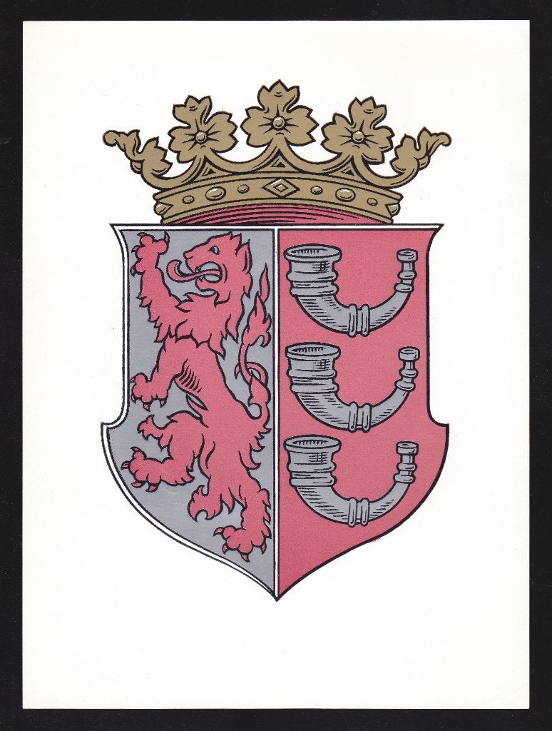 losse prent met gekleurd wapen van Eindhoven, 1960 tot 1980, Gebruikt, Ophalen of Verzenden, Prent
