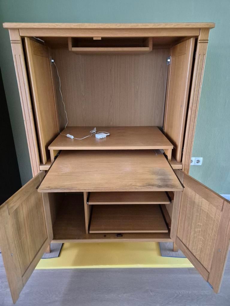 Computerkast, licht eiken, Huis en Inrichting, Kasten | Computermeubels, Gebruikt, 120 tot 170 cm, 70 tot 120 cm, 40 tot 80 cm