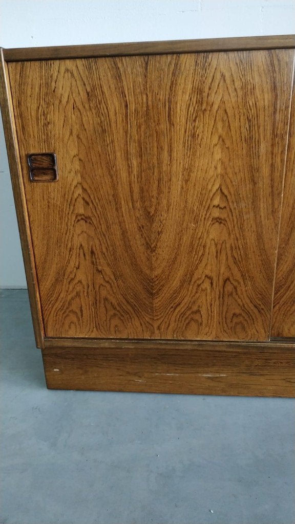 (opknapper) Vintage Deens palissander wandkast/sideboard, Gebruikt, Deens, 150 tot 200 cm, Ophalen of Verzenden