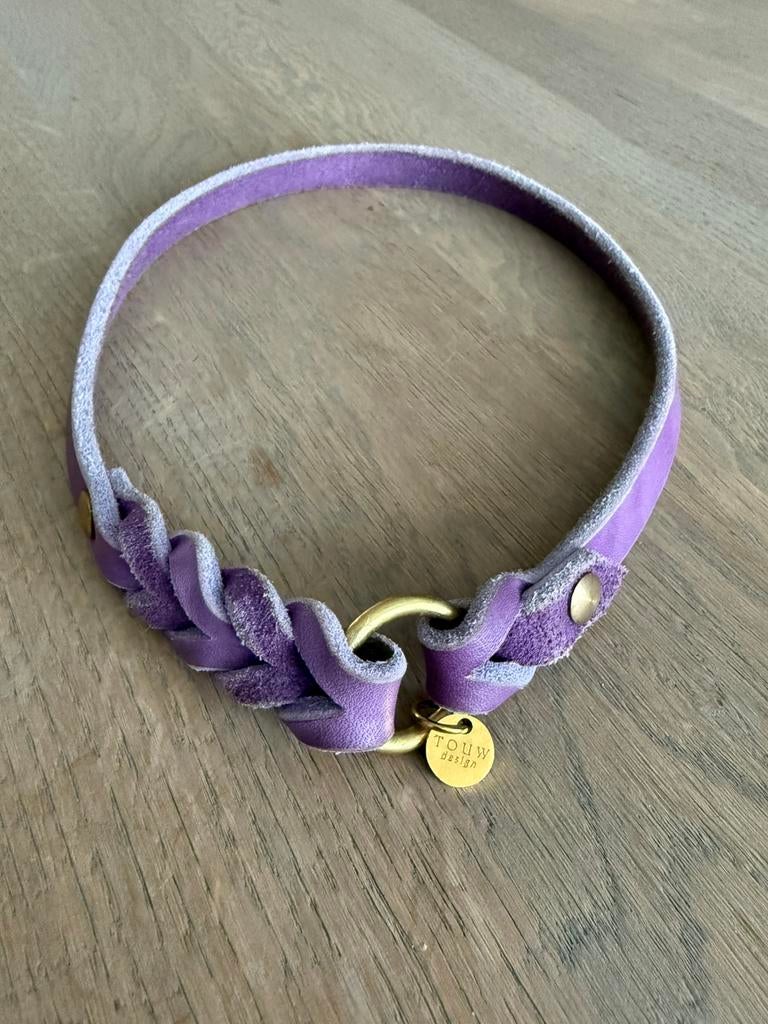 Touw design ID collar halsband vetleer orchidee goud, Ophalen of Verzenden, Handgemaakt, Nieuw