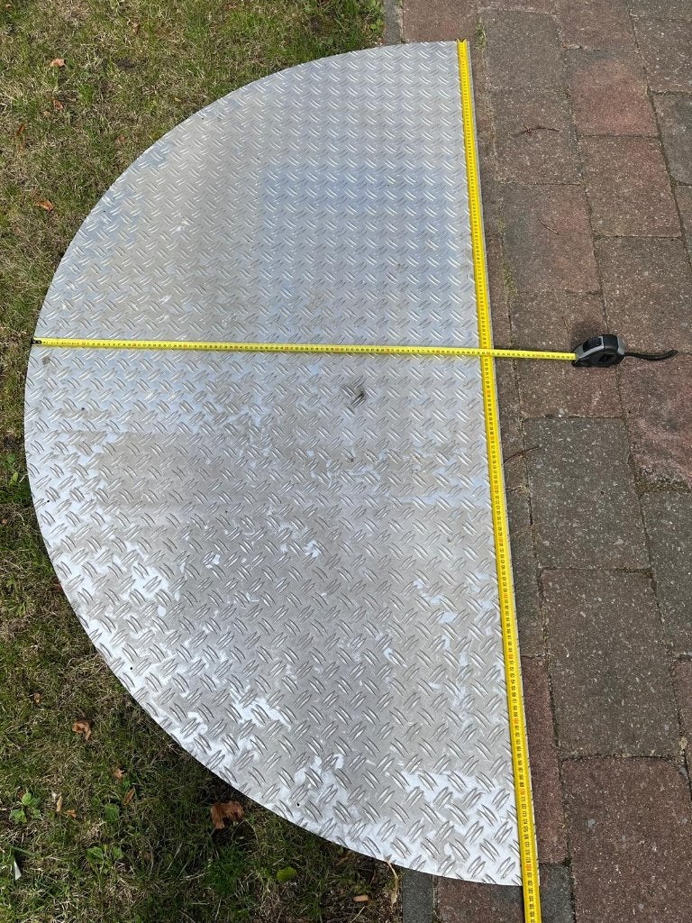 Aluminium traanplaat dikte 2,5/4 mm,  halve cirkel 182 x 91, Ophalen, Gebruikt, Aluminium