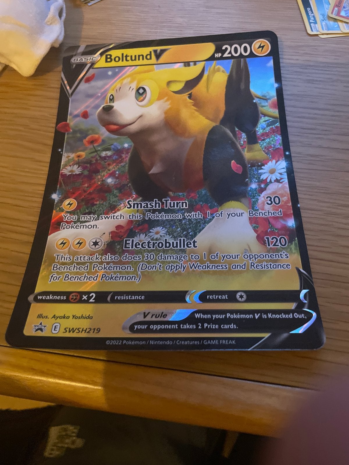 Pokémon Kaart Boltund V SWSH219 - Licht Gebogen, Ophalen of Verzenden, Gebruikt, Losse kaart