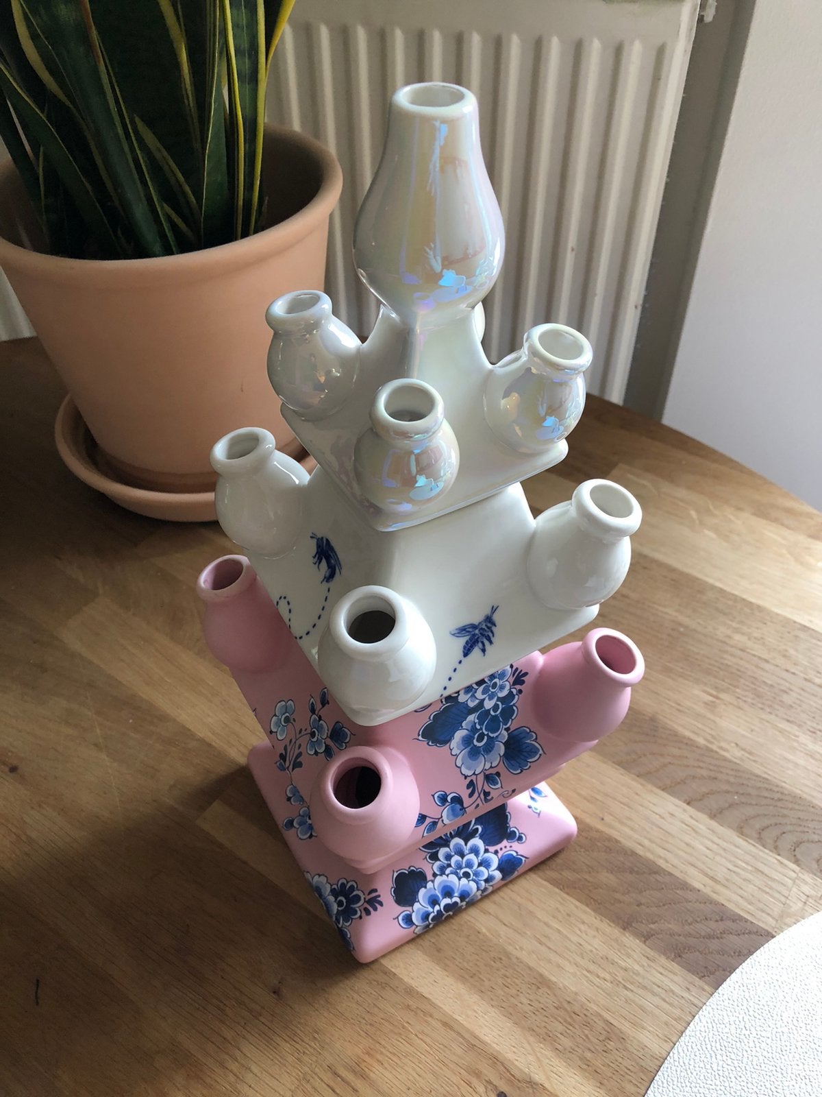 Tulpenvaas - Stapelgekte van Heinen delfstblauw NIEUW, Ophalen of Verzenden