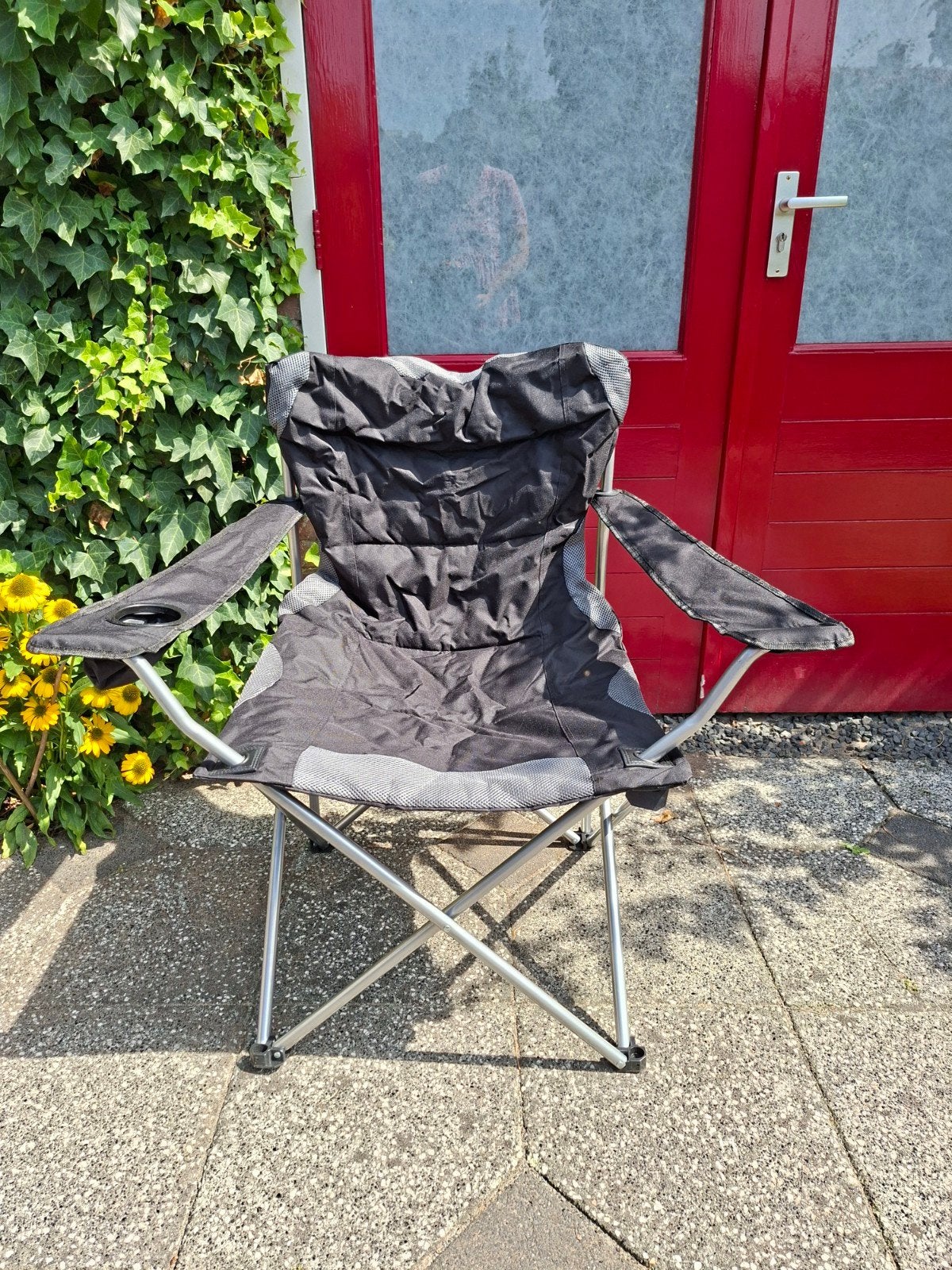 opklapbare campingstoel zwart, Caravans en Kamperen, Ophalen, Zo goed als nieuw, Campingstoel