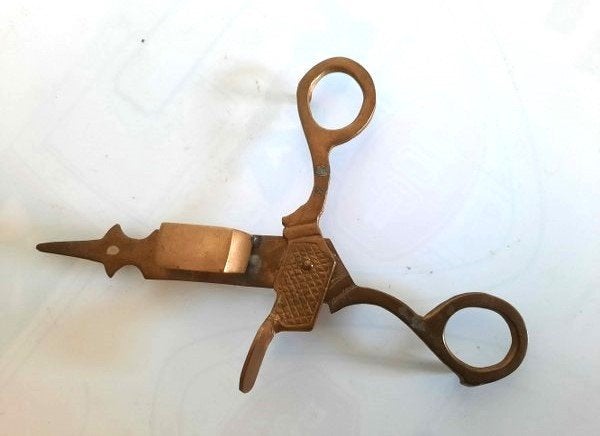 Antieke Messing Lontschaar Snuiterschaar op Pootjes (7849), Ophalen of Verzenden