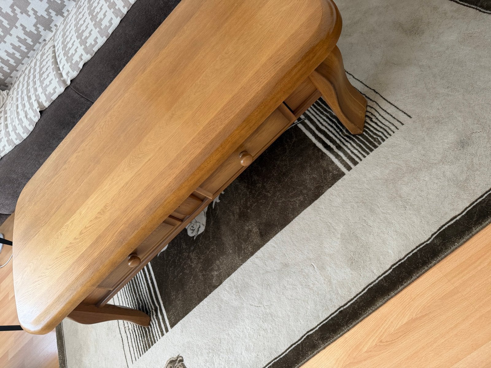Massief Eiken Salontafel met Lades, Huis en Inrichting, Tafels | Salontafels, Ophalen, Gebruikt, 100 tot 150 cm, Eikenhout
