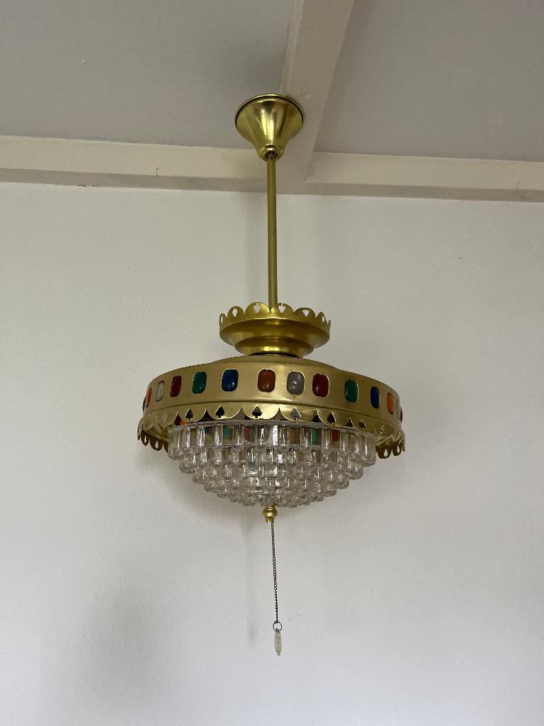 Kleurrijke hanglamp voor kinderen / retro/ vintage / kitsch, Ophalen of Verzenden, Gebruikt, Metaal