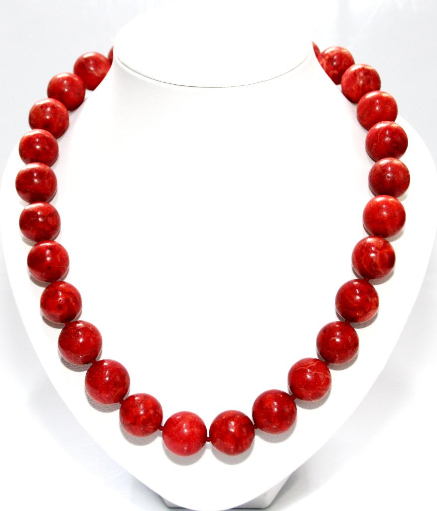 Schitterende Sterling Zilver 18MM Schuimkoraal Ketting 56 CM, Sieraden, Tassen en Uiterlijk, Antieke sieraden, Ophalen of Verzenden