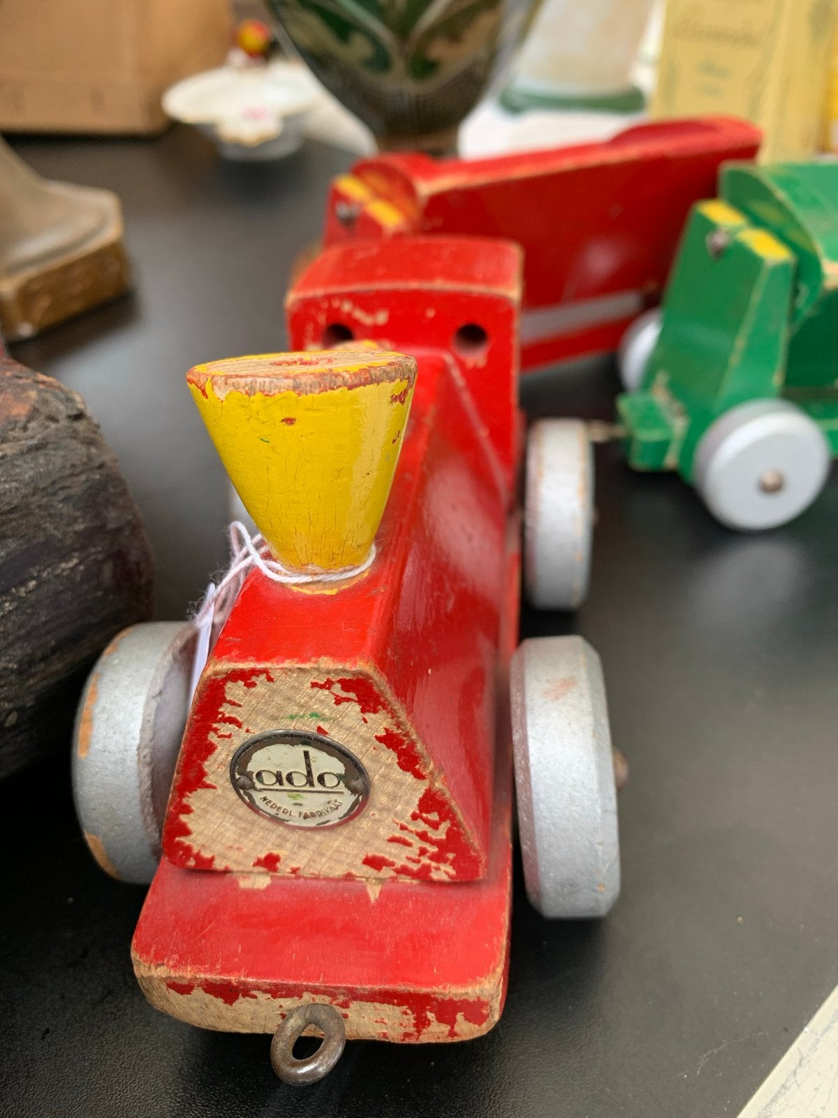 Vintage Ado houten trein met wagonnetjes, Kinderen en Baby's, Speelgoed | Houten speelgoed, Gebruikt, T, Ophalen of Verzenden