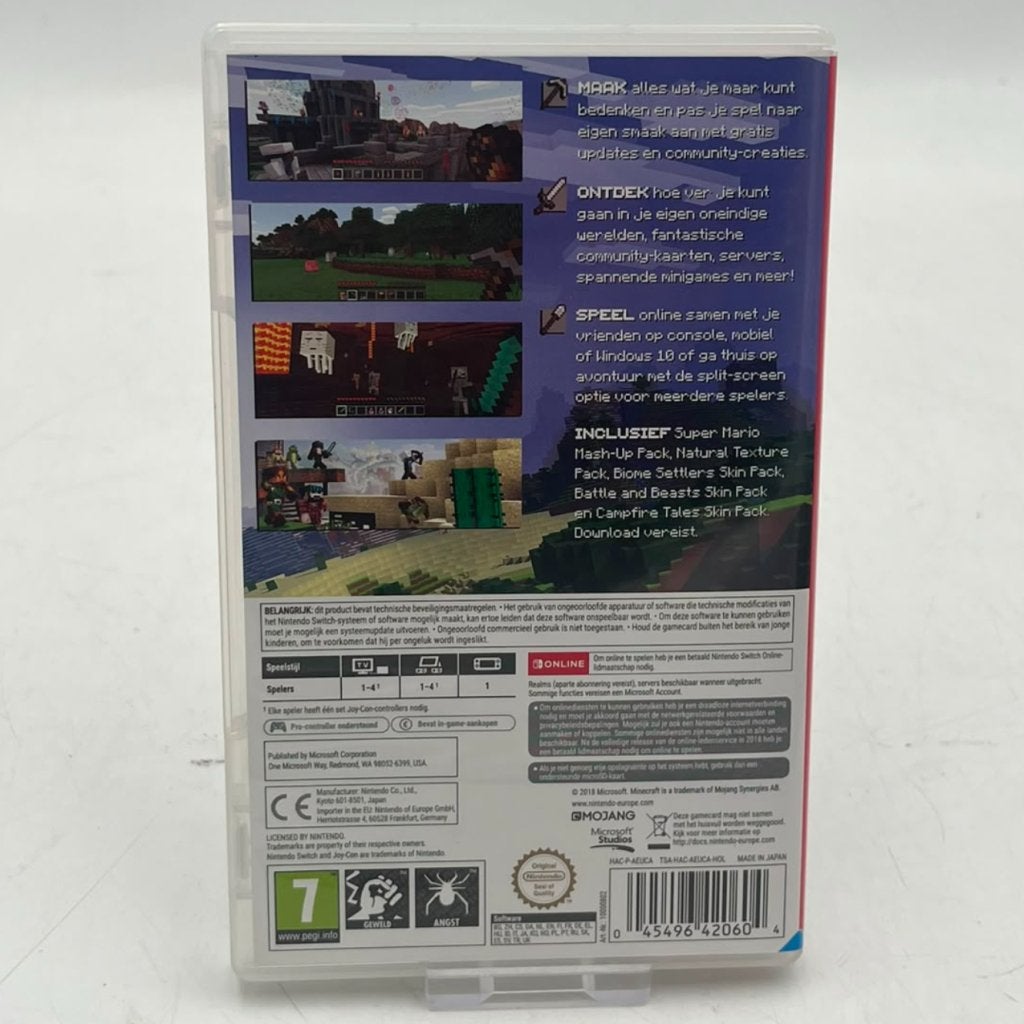 Minecraft - Nintendo switch game, Nintendo, Zo goed als nieuw, Support@nintendo.com, 11-1 Hokotate-cho, Kamitoba, Minami-ku
Kyoto 601-8501
Japan