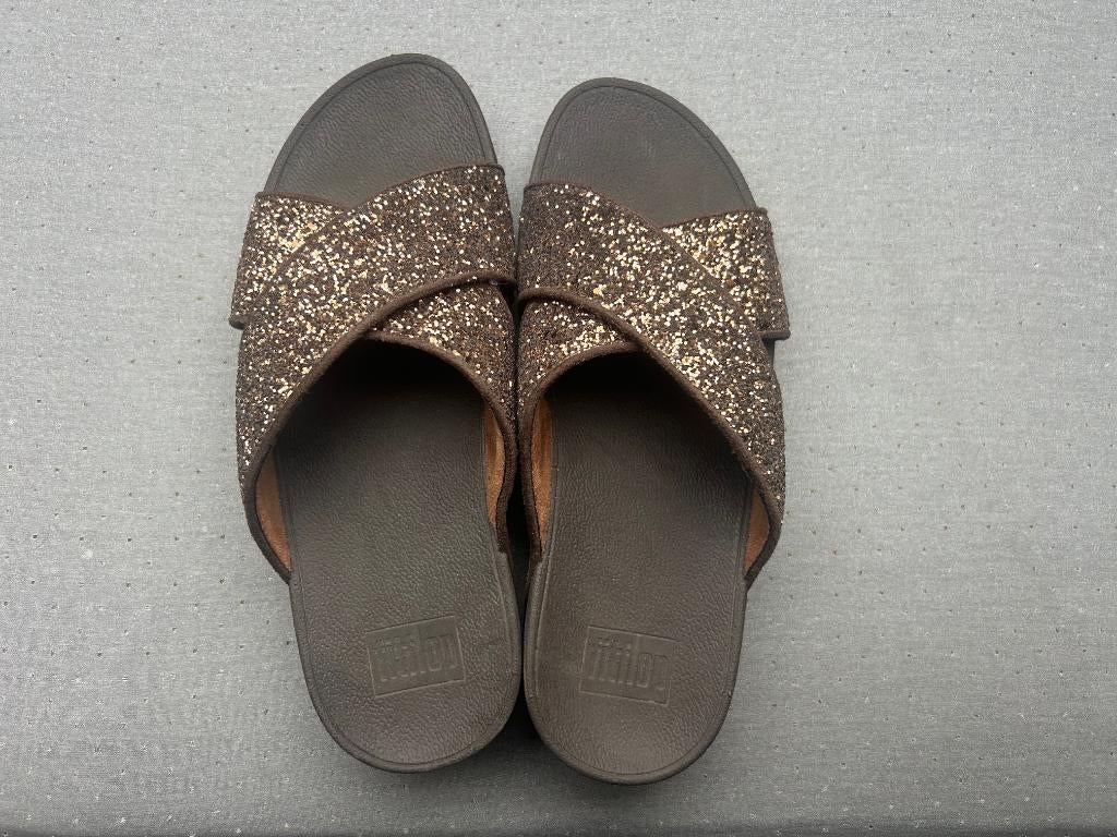 Fitflop Lulu glitter (glitter)  Maat 38, Slippers, Bruin, Ophalen of Verzenden, Zo goed als nieuw