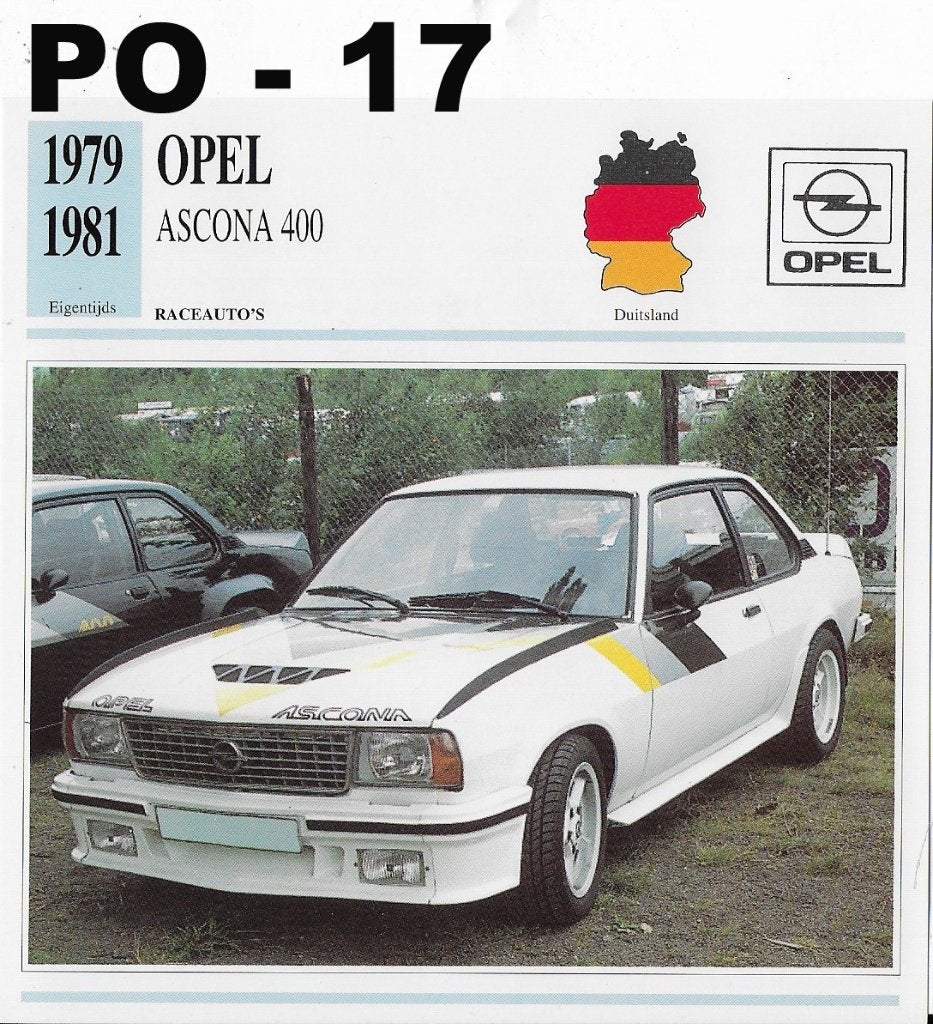 Po17 autokaart opel ascona 400 ( 1979 - 1981 ), Ophalen of Verzenden, Zo goed als nieuw, Auto's
