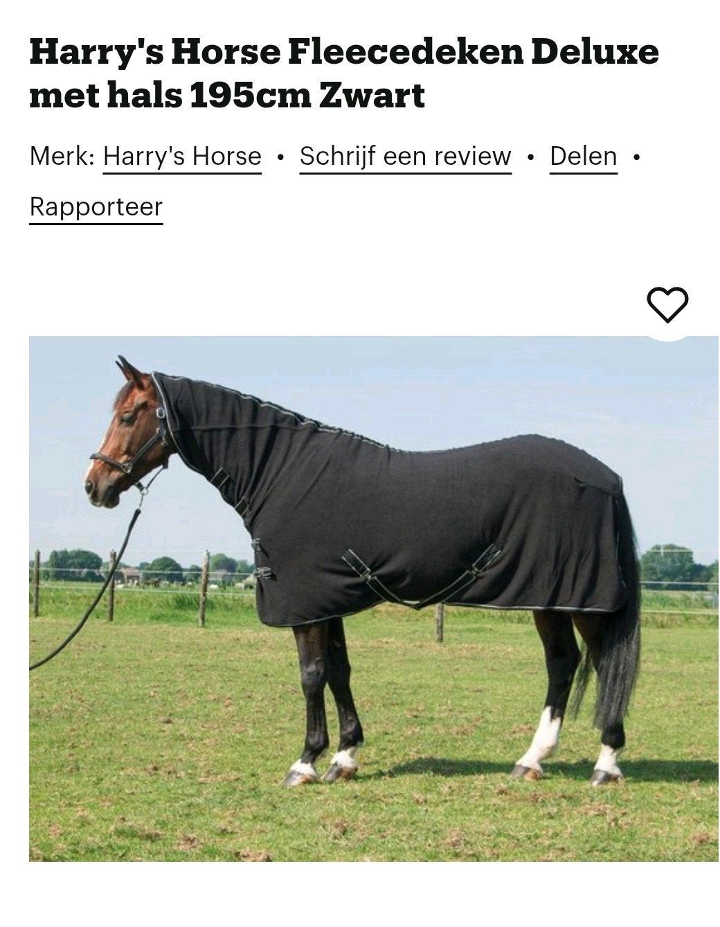 nieuw zweetdeken met hals harryshorse mt 195/205, Dieren en Toebehoren, Full (L), Zweetdeken, Harry's Horse, Zwart