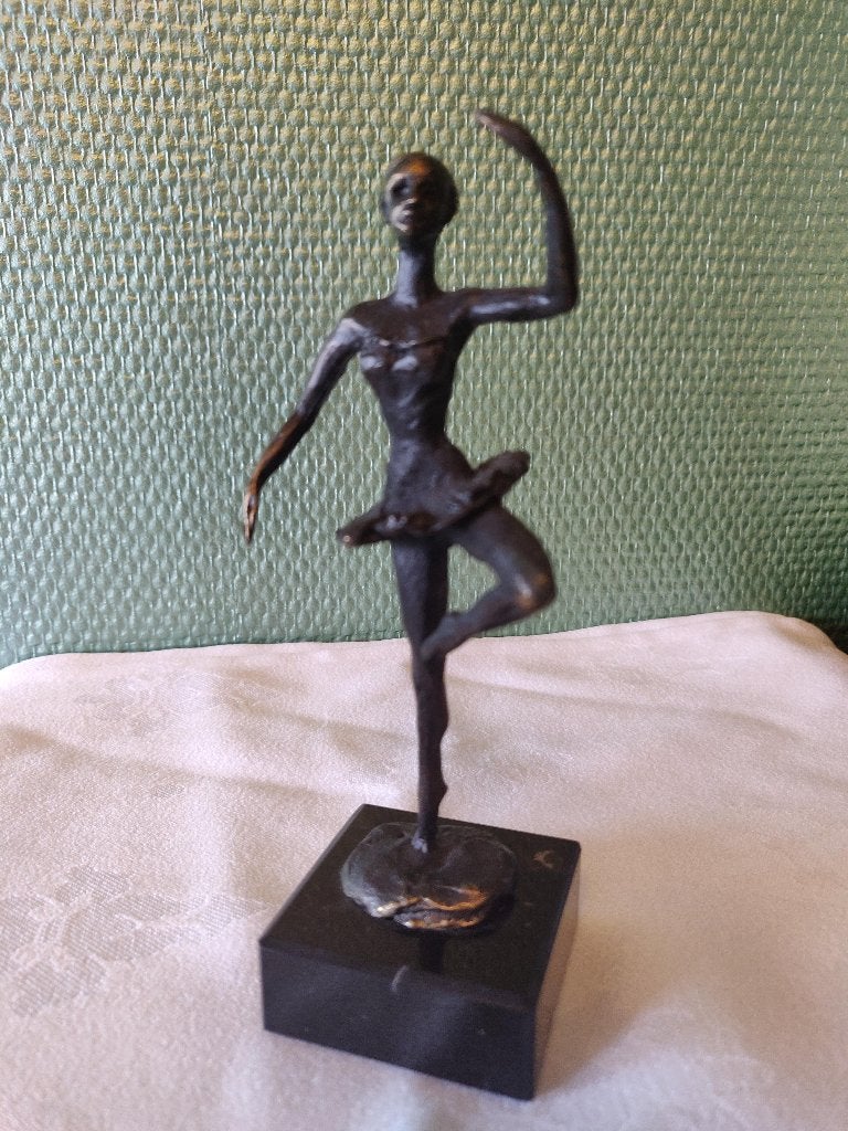 Bronzen ballerina beeldje / Oprichting Rabobank Cultuurbank, Ophalen, Minder dan 20 cm, Gepatineerd, Brons
