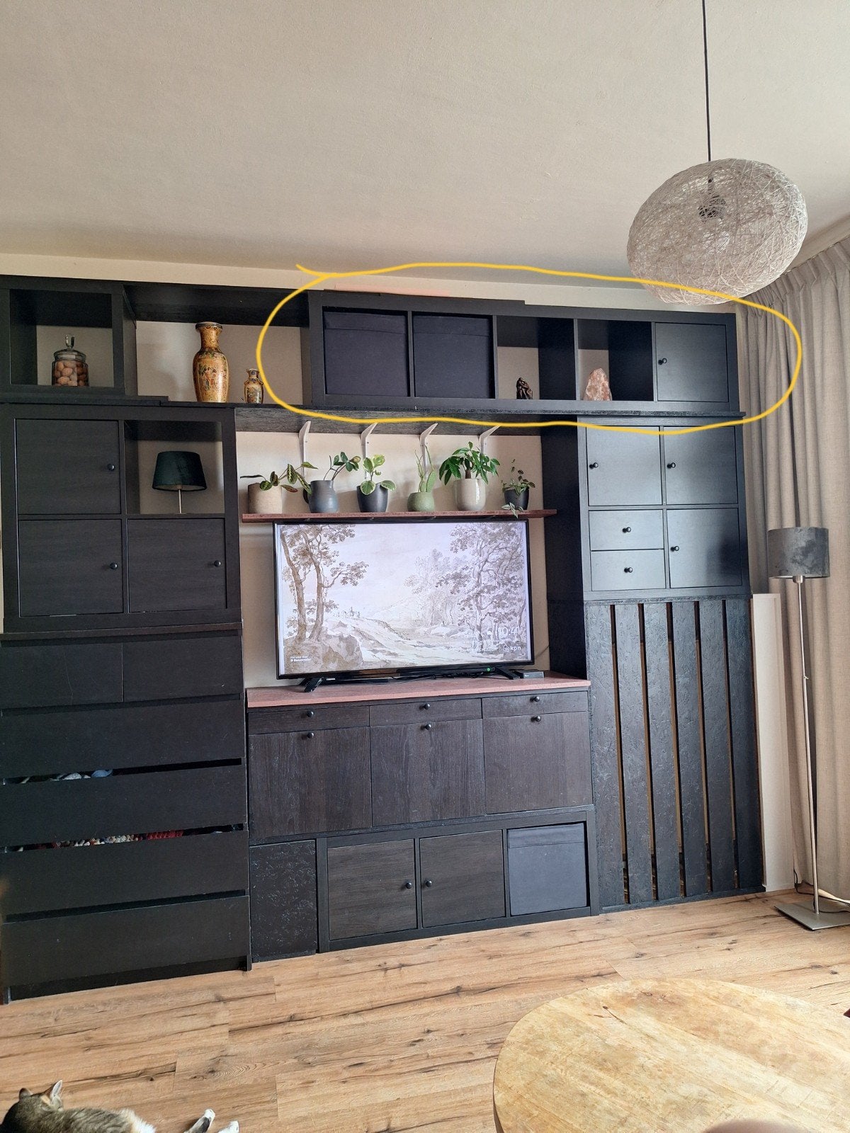 Ikea Kallax (Expedit) 5 x 1, zwartbruin, Huis en Inrichting, Ophalen, Minder dan 50 cm, Gebruikt, Modern, functioneel