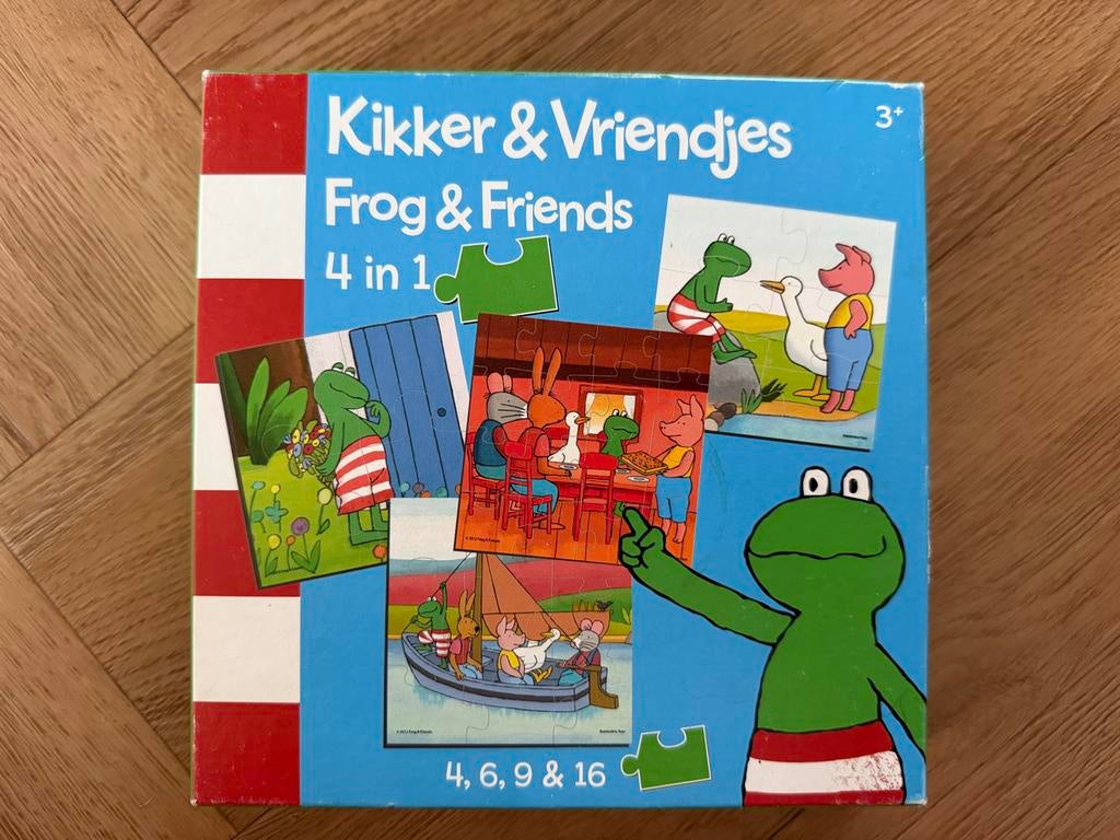Kikker & Vriendjes 4-in-1 puzzelset puzzel, Ophalen of Verzenden, 10 tot 50 stukjes, Zo goed als nieuw, 2 tot 4 jaar