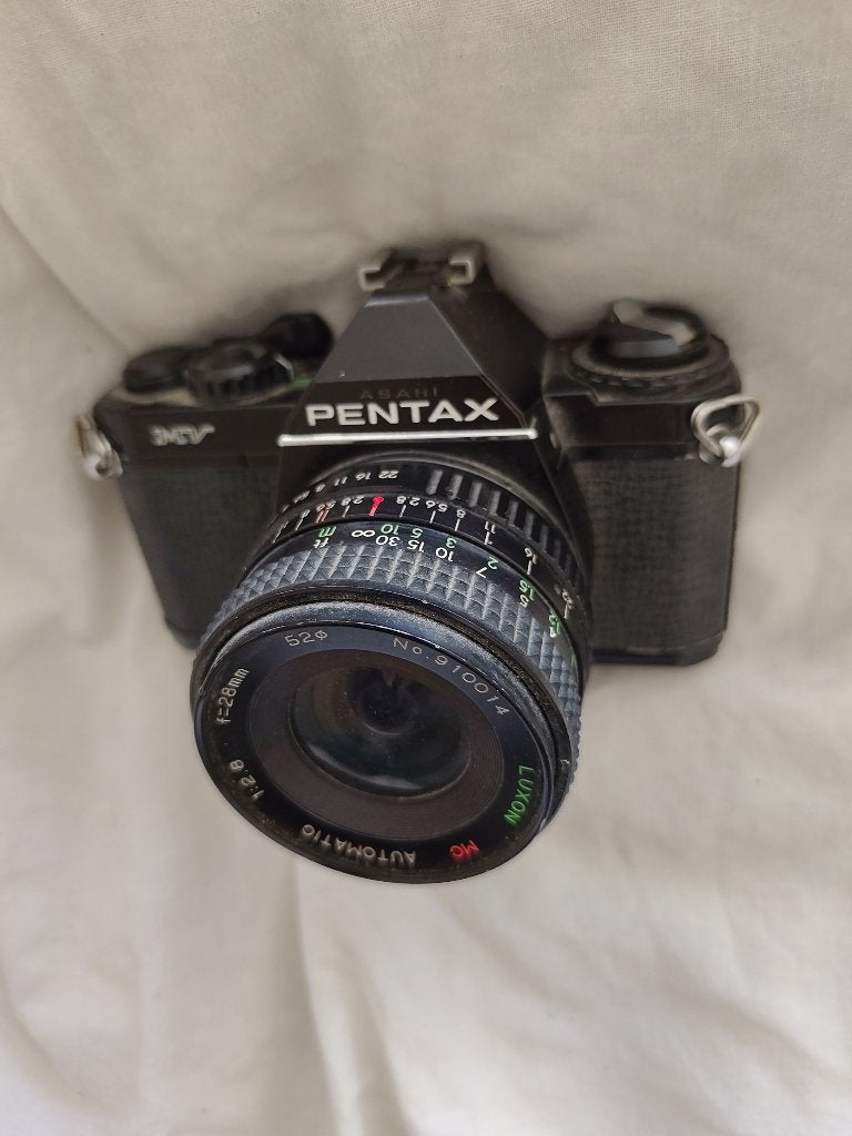 Pentax MV Analoge Set | Met Standaardlens, Ricoh Zoomlens,, Ophalen of Verzenden, Gebruikt, Compact, Pentax