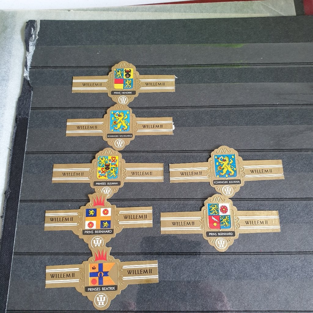 2328 willem II sigarenbandjes 7 stuks leden van koningshuis, Verzenden, Sigarenbandjes