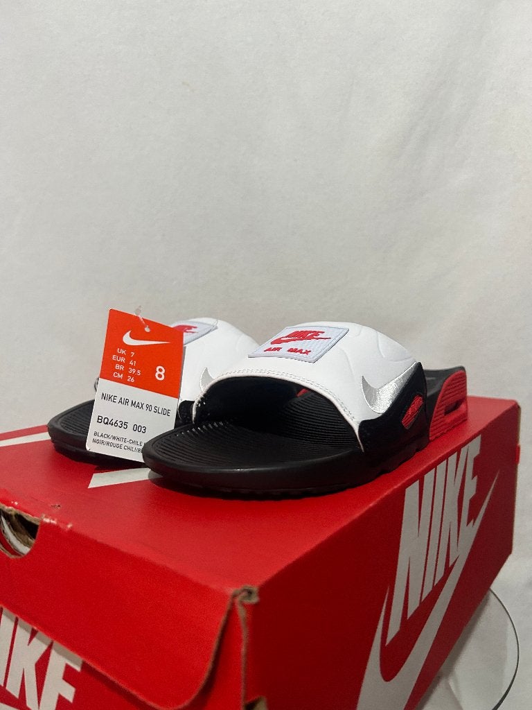 NIEUW + DOOS Maat 41 - Nike Air Max 90 Slide Black Chile Red, Slippers, Verzenden, Zwart, Nike