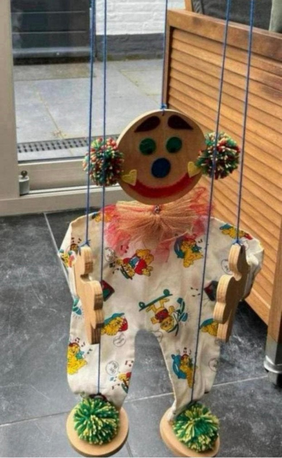 Marionet Pop Clown Hout 45 cm. of Zak met Bouwstenen zgan, Ophalen of Verzenden, Zo goed als nieuw
