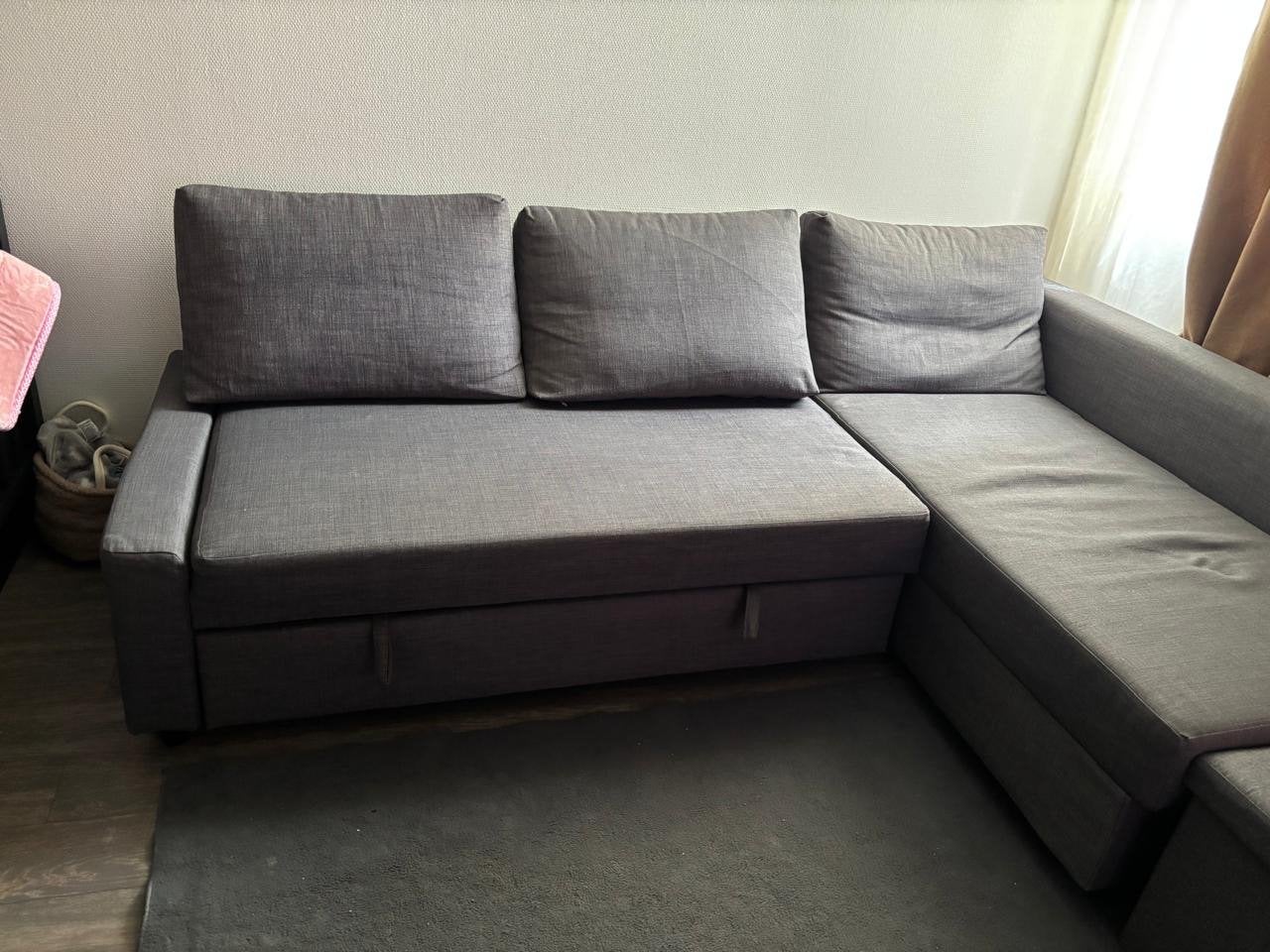 IKEA slaapbank, grijs, met opbergruimte, Ophalen, Gebruikt, Tweepersoons, 140 cm
