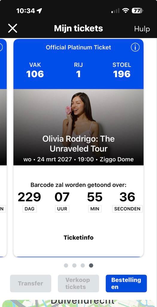 Olivia Rodrigo in Ziggodome op rij 1- twee platinum tickets, Twee personen, Maart