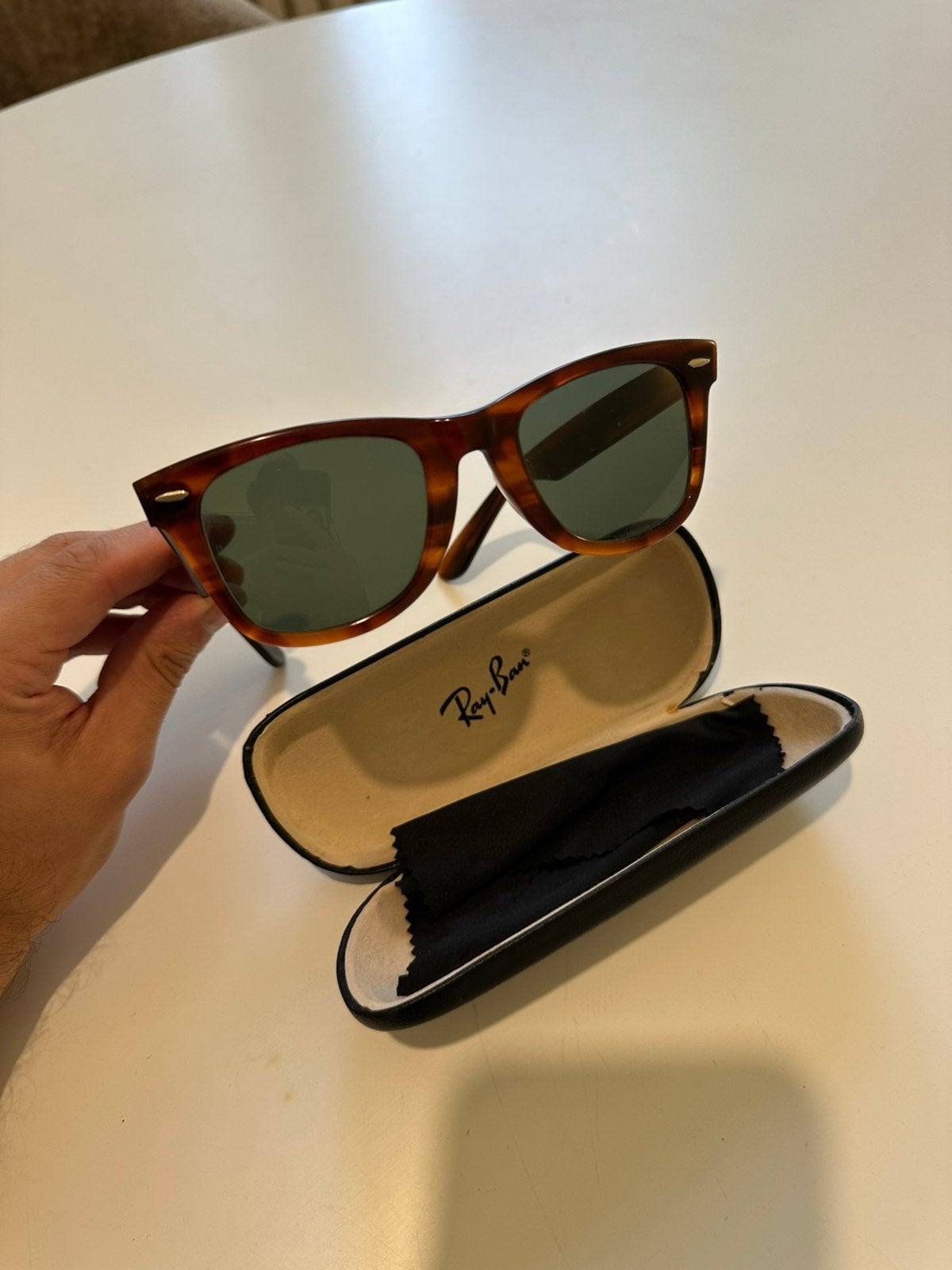 Vintage Ray-Ban Wayfarer B&L 5022 USA – Brown, Zonnebril, Bruin, Ophalen of Verzenden, Zo goed als nieuw
