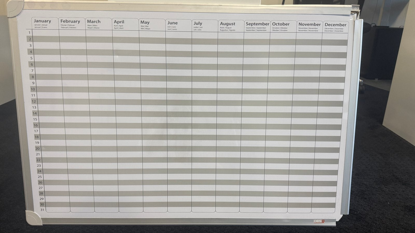 Whiteboard jaarkalender, Ophalen, Maandkalender