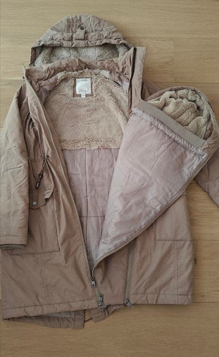 Esprit winterjas mamma/zwanger met baby-inzet/verbreding, Beige, Ophalen of Verzenden, Zo goed als nieuw, Maat 34 (XS) of kleiner