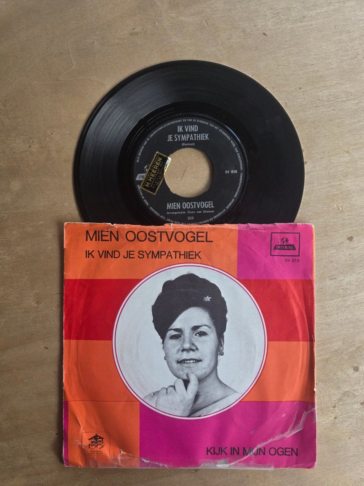 Mien Oostvogel - Ik vind je sympathiek, Gebruikt, Fotohoes, 7 inch, Ophalen of Verzenden