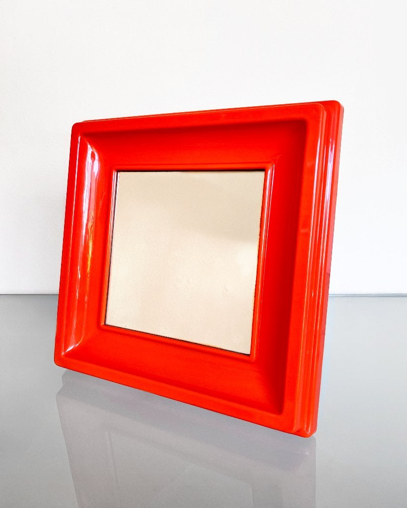 Vintage Italiaanse SALC Cantu Space Age 70s wandspiegel, Ophalen of Verzenden, Rond, Minder dan 50 cm, Minder dan 100 cm