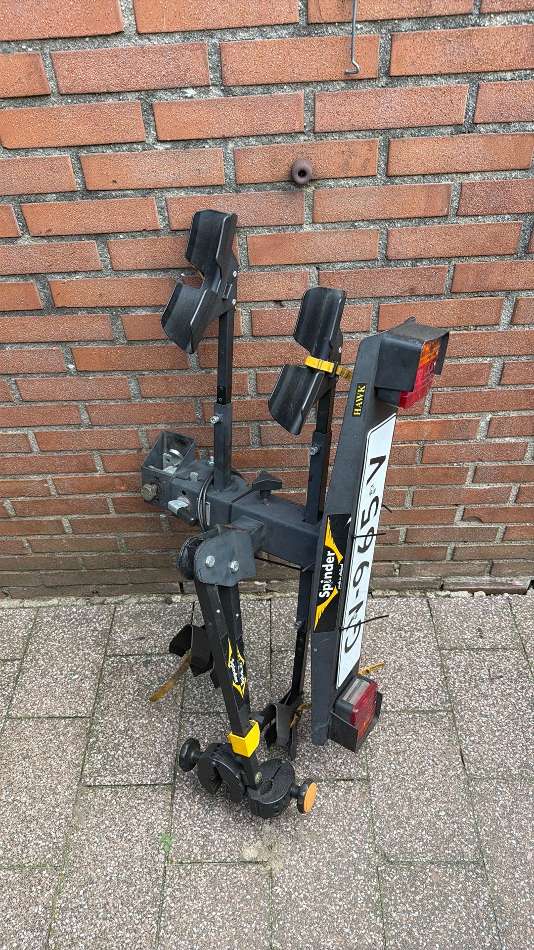 Spinder fietsdrager, Ophalen, Gebruikt, 2 fietsen, Trekhaakdrager