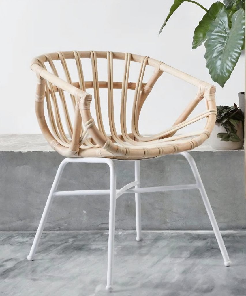 Kave Home Kaly stoelen set van 4 (naturel), Huis en Inrichting, Ophalen, Wit, Zo goed als nieuw, Metaal