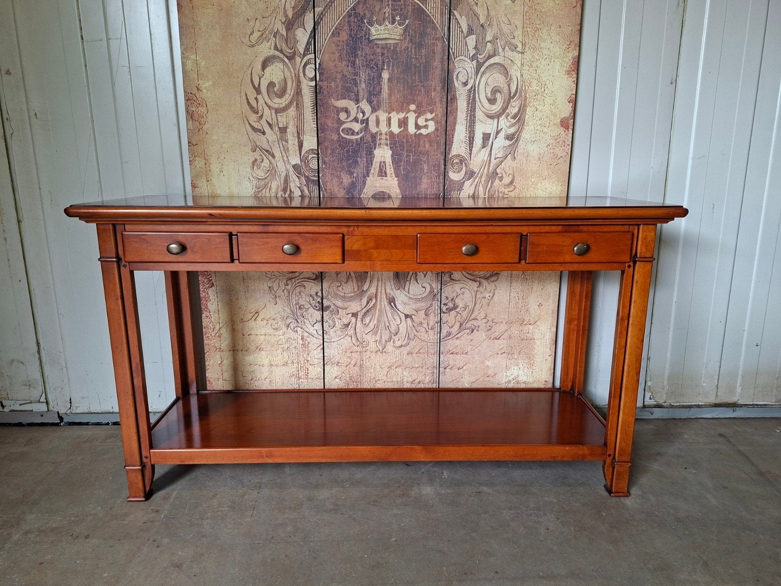 Klassieke kersenhouten sidetables, haltafel, wandconsole,, Ophalen of Verzenden, 25 tot 50 cm, Rechthoekig