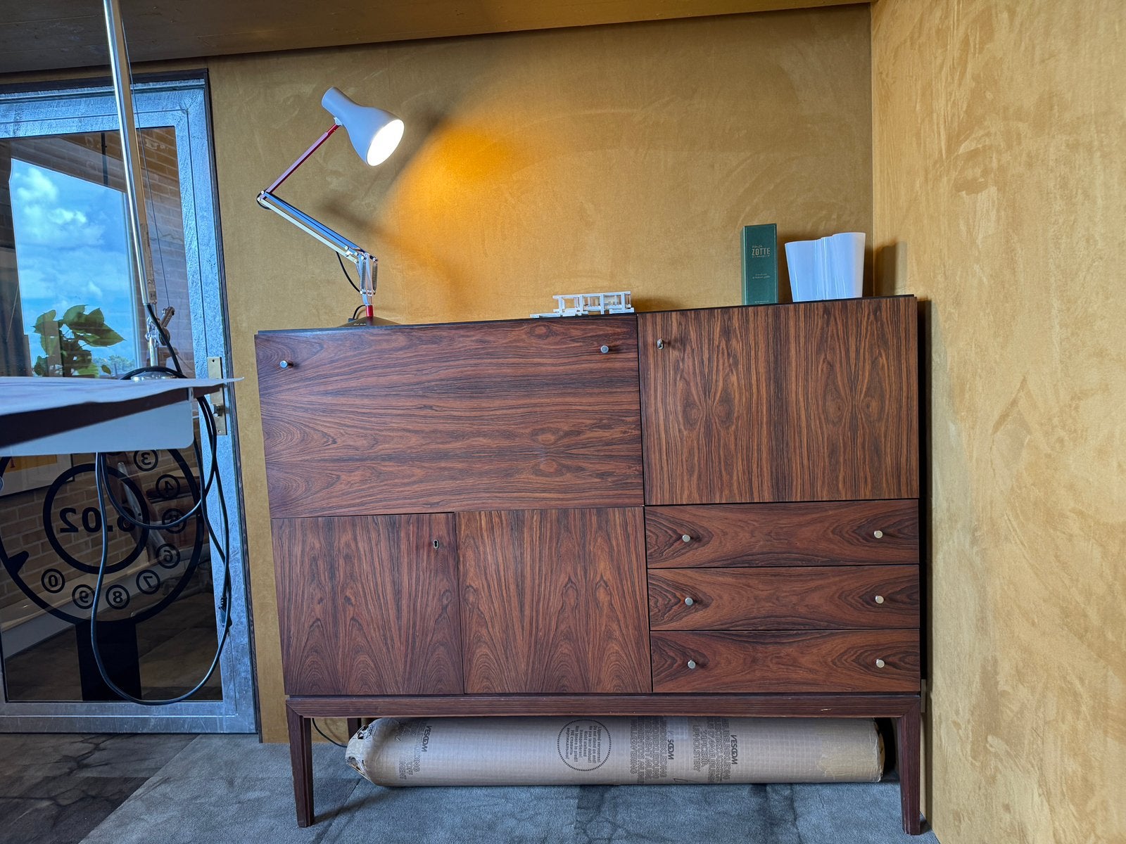 Mooie vintage palissander highboard barkast, Ophalen, Gebruikt, Mid century, 100 tot 150 cm