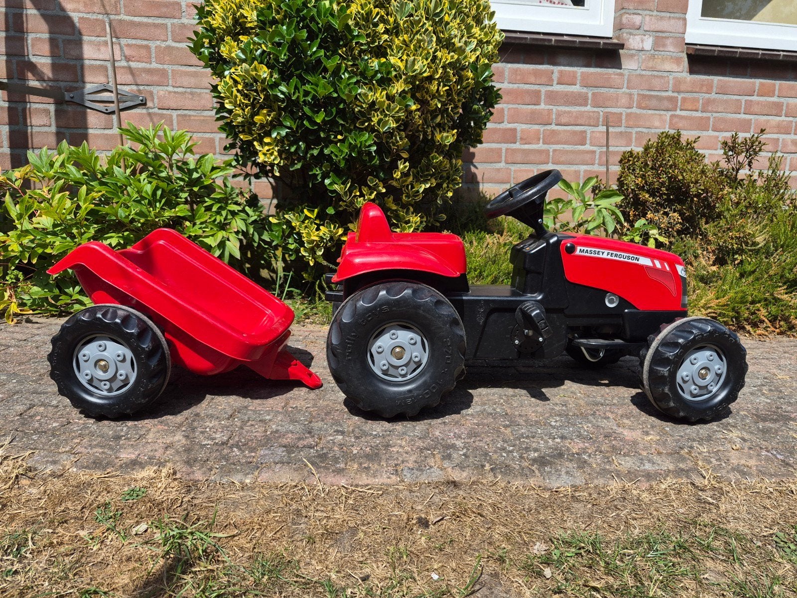 Rolly Toys Massey Ferguson traptractor met aanhanger, Ophalen, Gebruikt, Overige merken, Met kar of aanhanger