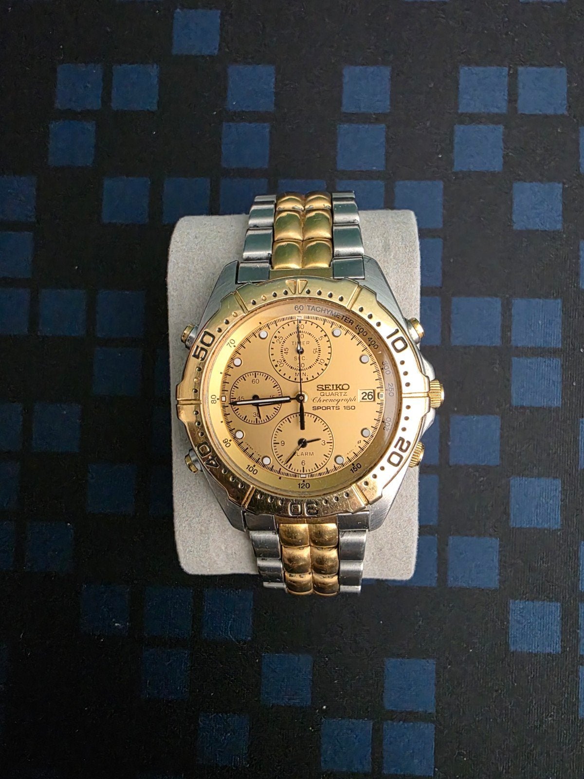 Seiko Chronograph Herenhorloge Goud/Zilver - Vintage, Ophalen of Verzenden, Gebruikt, Staal, Seiko