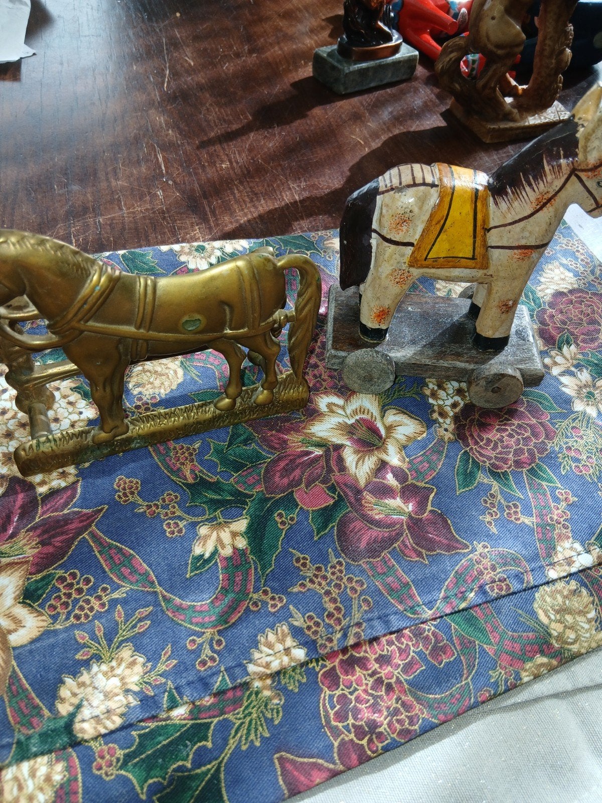Vintage Paardenbeeldjes: Messing en Houten Decoratie, Antiek en Kunst, Ophalen of Verzenden