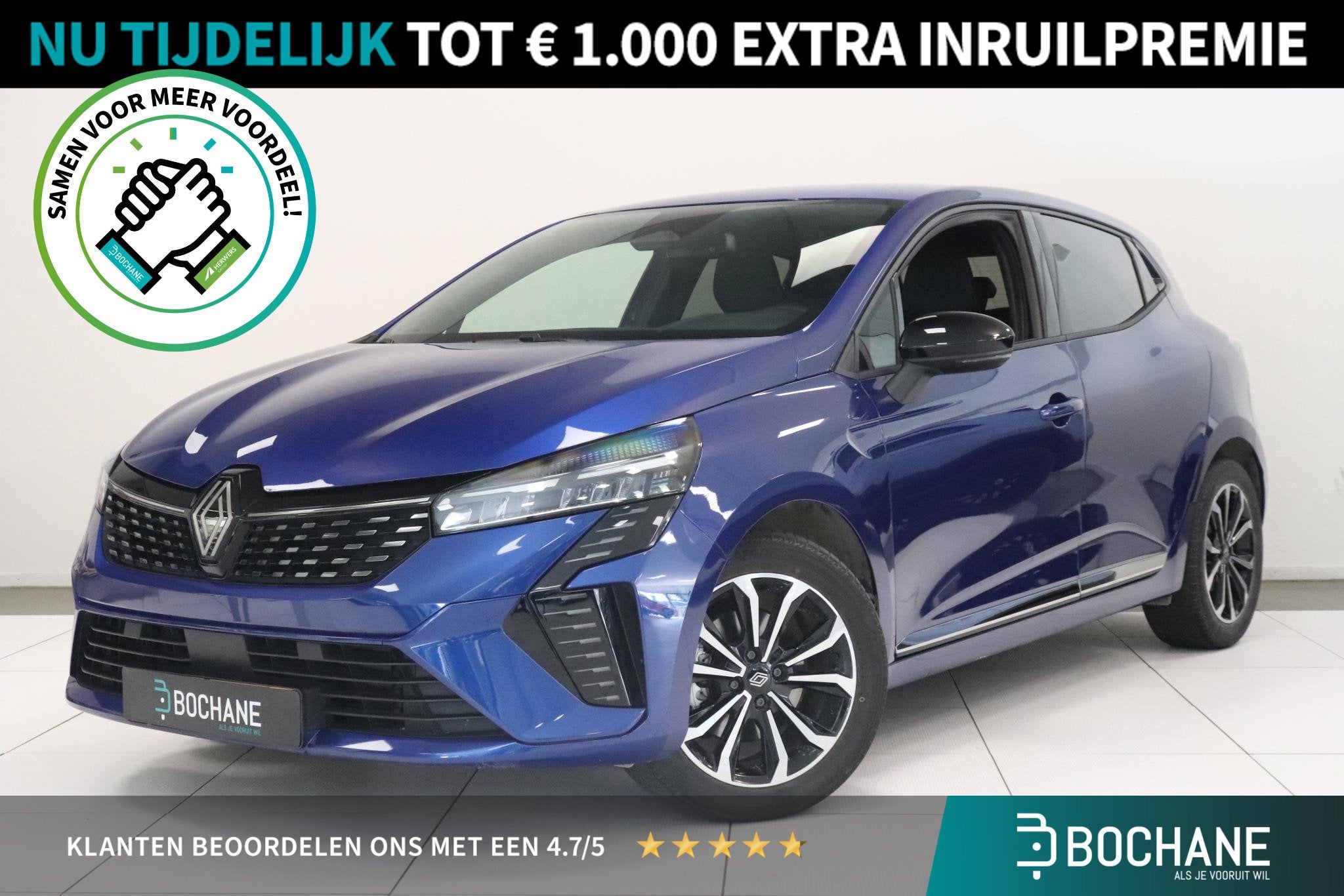Renault Clio 1.6 E-Tech Full Hybrid 145 techno | Camera | Cl, Auto's, Dealer onderhouden, Gebruikt, Met garantie (alle), Blauw