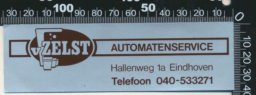 Sticker: Van Zelst Automatenservice - Eindhoven, Ophalen of Verzenden, Zo goed als nieuw, Bedrijf of Vereniging