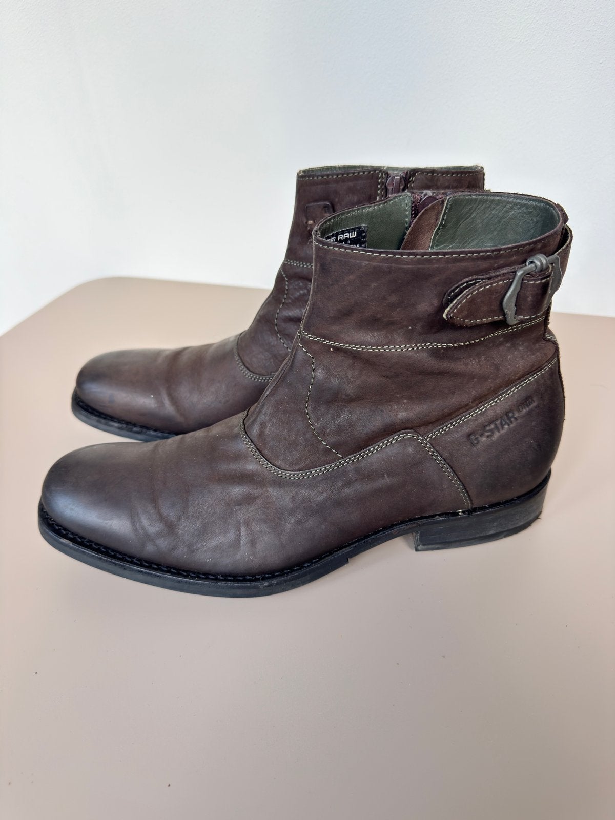 G-star DNM laarzen mt 43 - donkerbruin - 1x gedragen, Bruin, Boots, Ophalen of Verzenden, Zo goed als nieuw