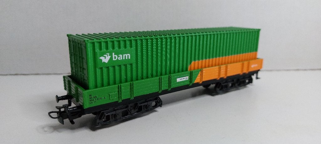 Bam Lage Bakwagon met 40ft. Container *Nieuw* (04), Wisselstroom, Ophalen of Verzenden, NS, Märklin