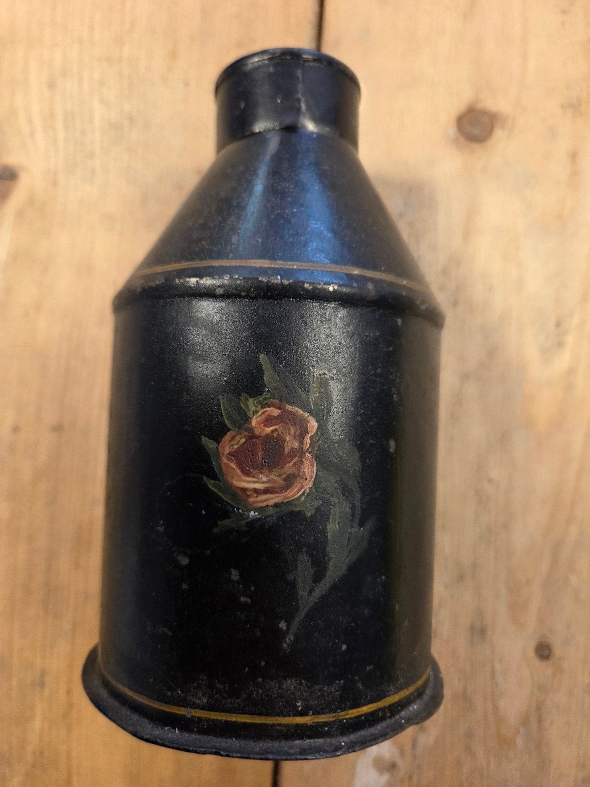Antieke Theebus / Voorraadblik - Toleware met Bloemen, Ophalen of Verzenden