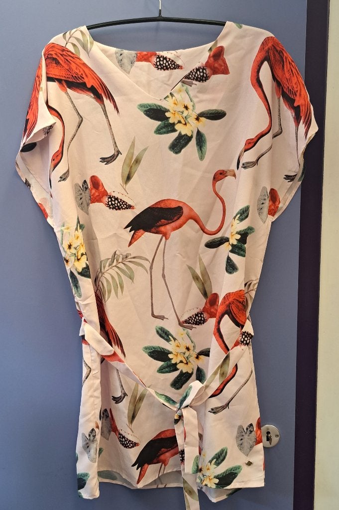 Loom & Lace jurk nieuw met grote flamingo's mt L nr 45100, Loom & lace, ., Maat 42/44 (L), Nieuw