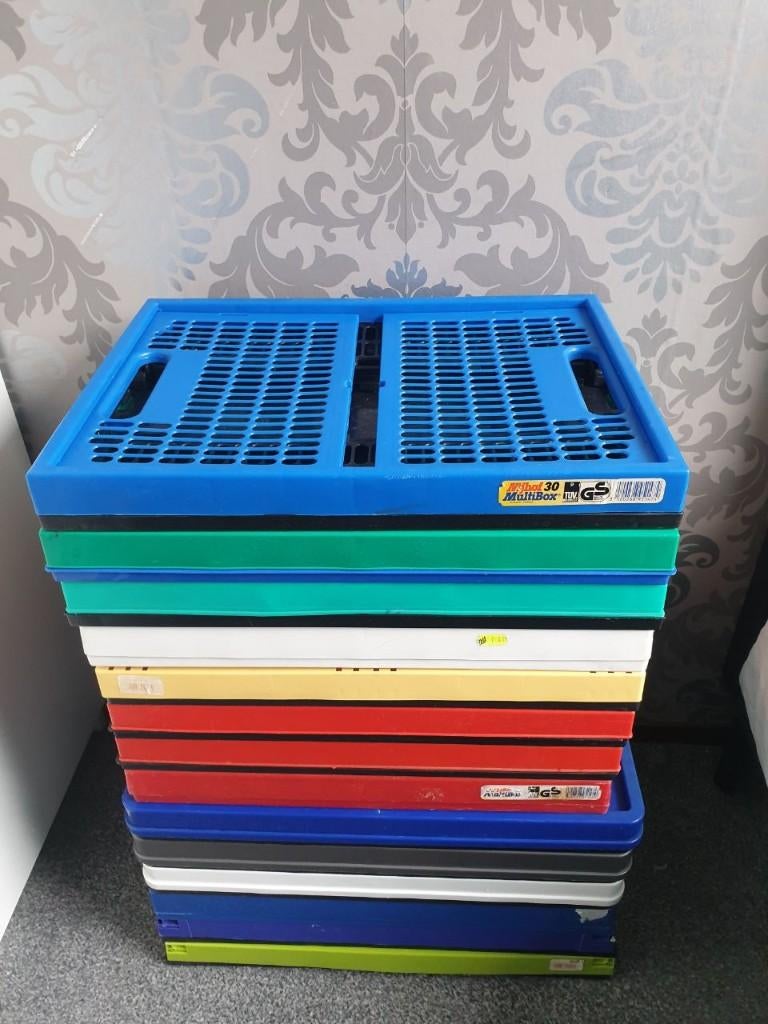 Aantal verschillende opbouwbaar boodschappendoos ( gebruikt), Ophalen, Gebruikt, Opvouwbaar, Minder dan 35 cm