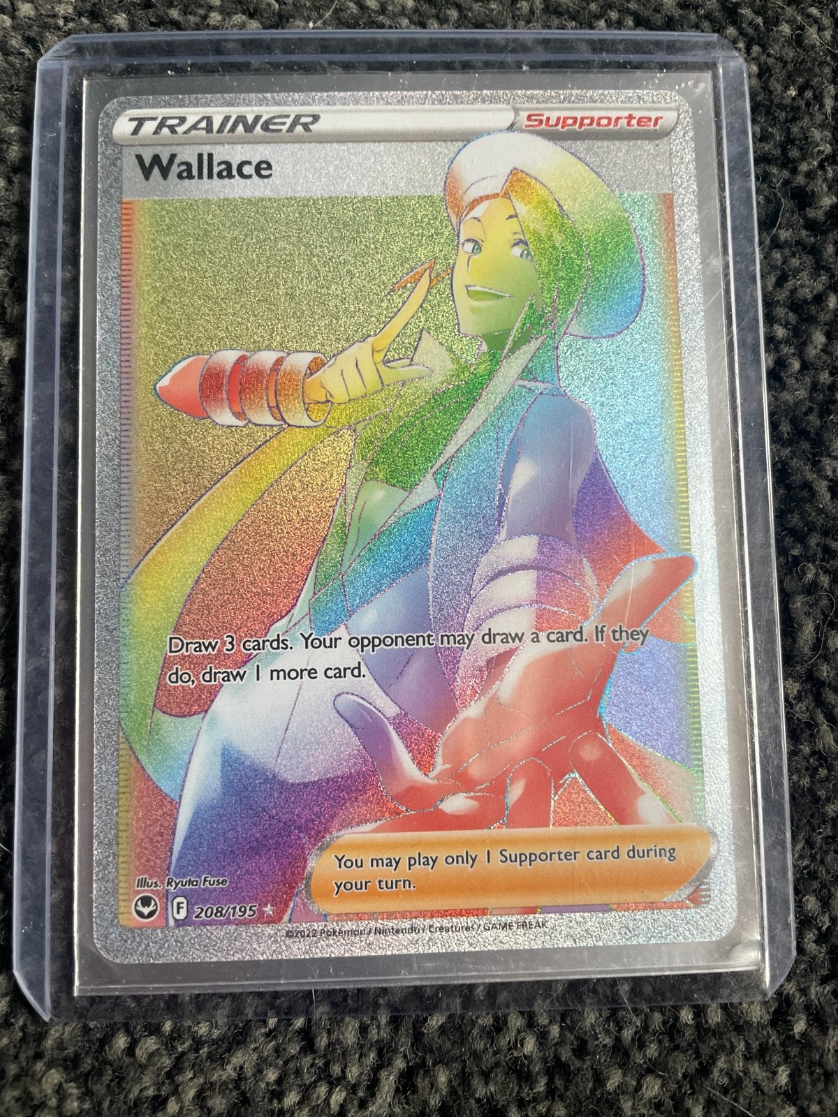 Pokemon TCG Wallace Full Art Supporter Kaart 208/195, Ophalen of Verzenden, Zo goed als nieuw, Losse kaart, Foil