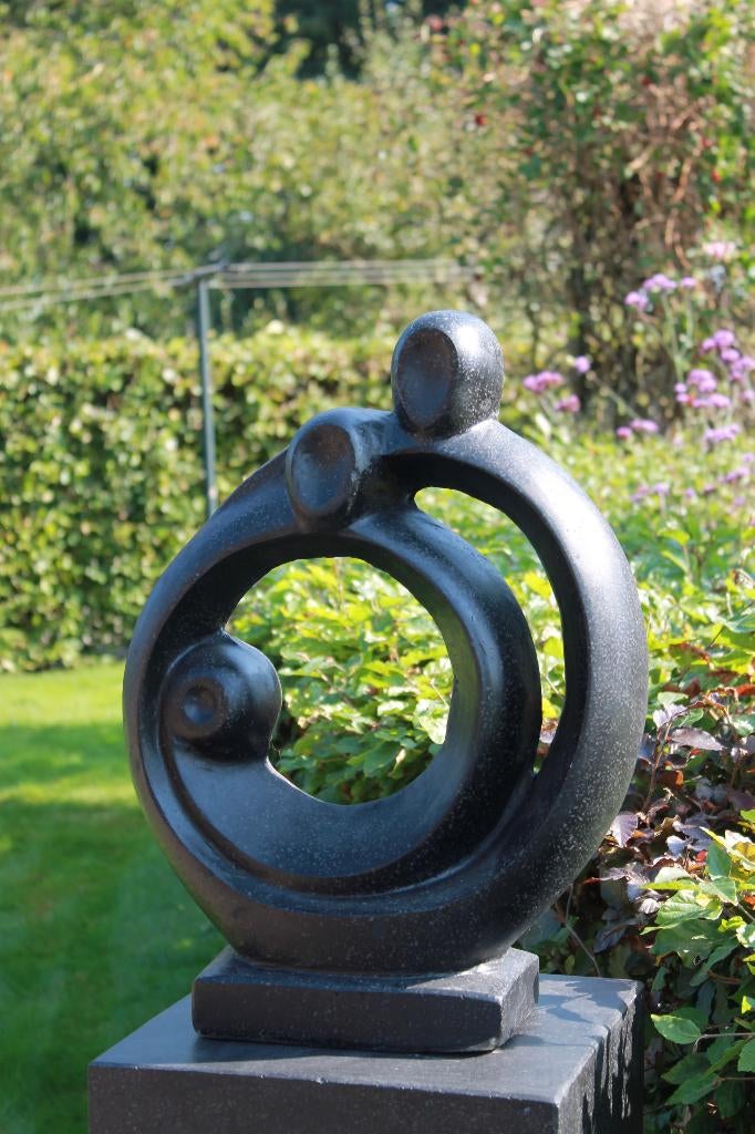 Modern terrazzo beeld voor tuin "Family" luxe uitstraling, Ophalen, Nieuw, Steen, Abstract beeld