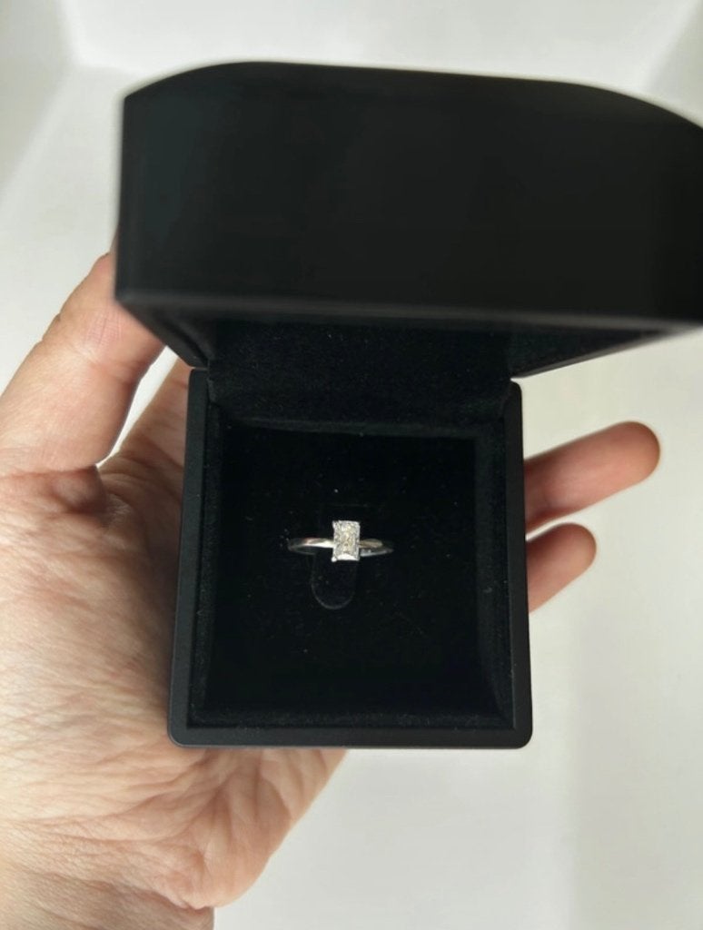 GRA moissanite radiant cut ring maat:49, Ophalen of Verzenden, Dame, Zilver, Zilver