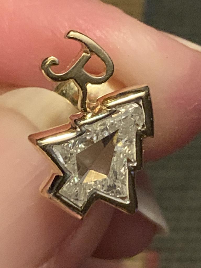 18 kt. gouden broche diamant solitair 'Denneboom', zeldzaam!, Verzenden, Minder dan 4 cm, Zo goed als nieuw, Met edelsteen